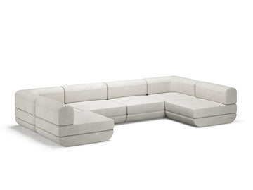 White Rezy Flow four-seater sofa bed sectional, u shape configuration