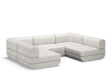 White Rezy Flow three-seater sofa bed sectional, u shape configuration
