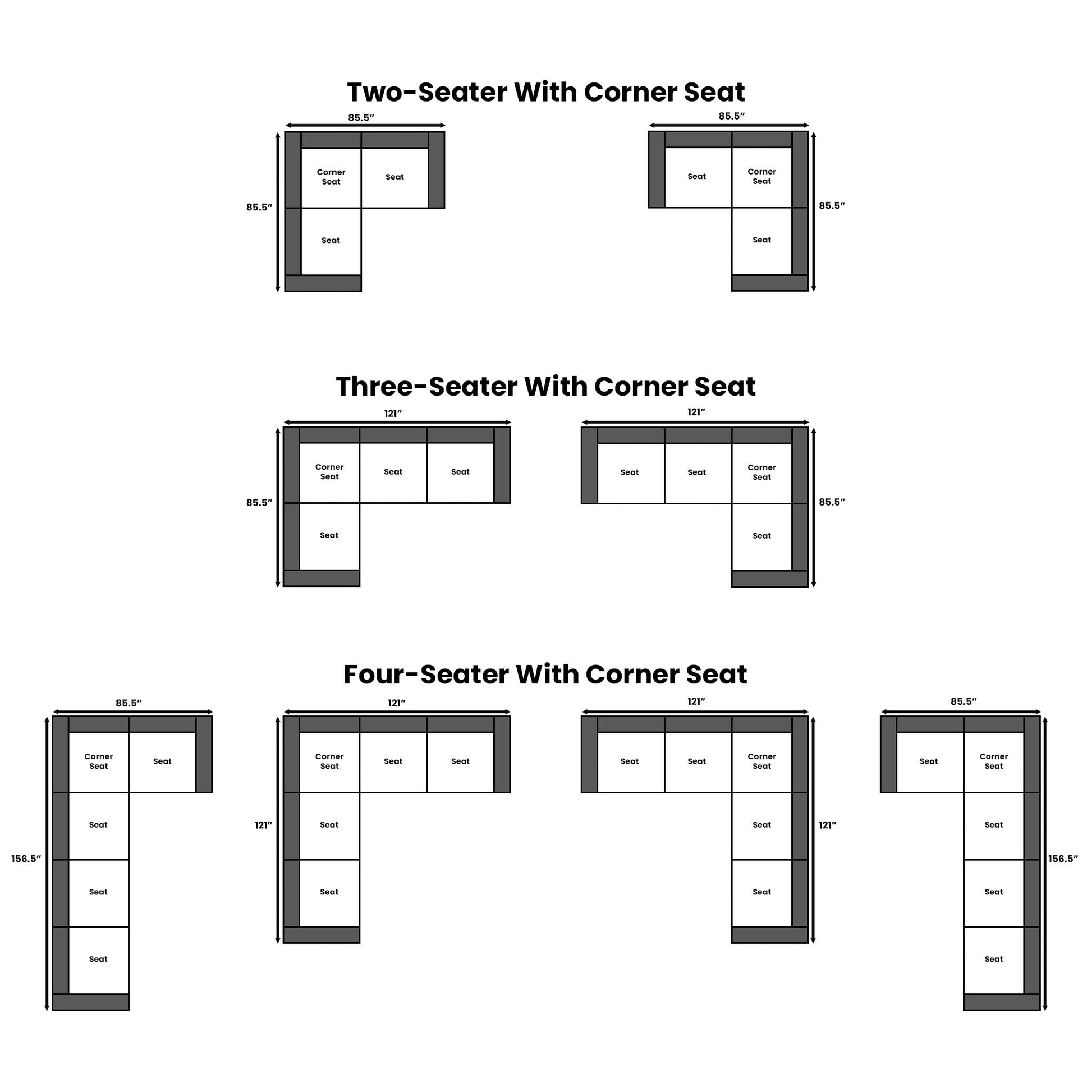 L Shape Sectionals Dimensions