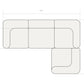 Dimension diagram of the Rezy Flow three-seater sectional, left chaise, top view