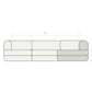 Dimension diagram of the Rezy Flow three-seater sectional, left open chaise, front view with seat heights