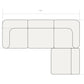 Dimension diagram of the Rezy Flow three-seater sectional, left open chaise, top view