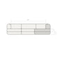 Dimension diagram of the Rezy Flow three-seater sectional, left open double chaise, front view with seat heights