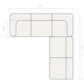 Dimension diagram of the Rezy Flow three-seater sectional, left open double chaise, top view
