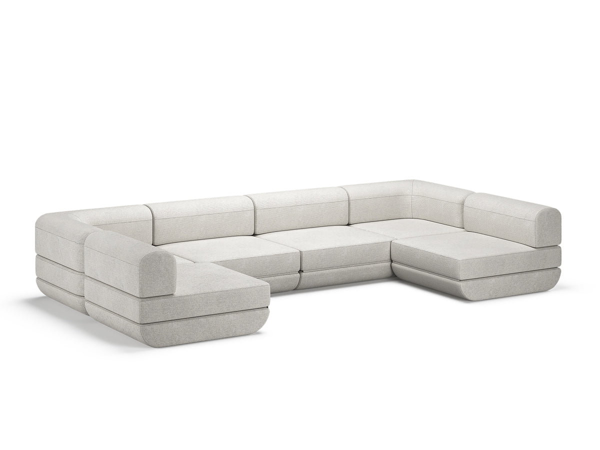 White Rezy Flow four-seater sofa bed sectional, u shape configuration