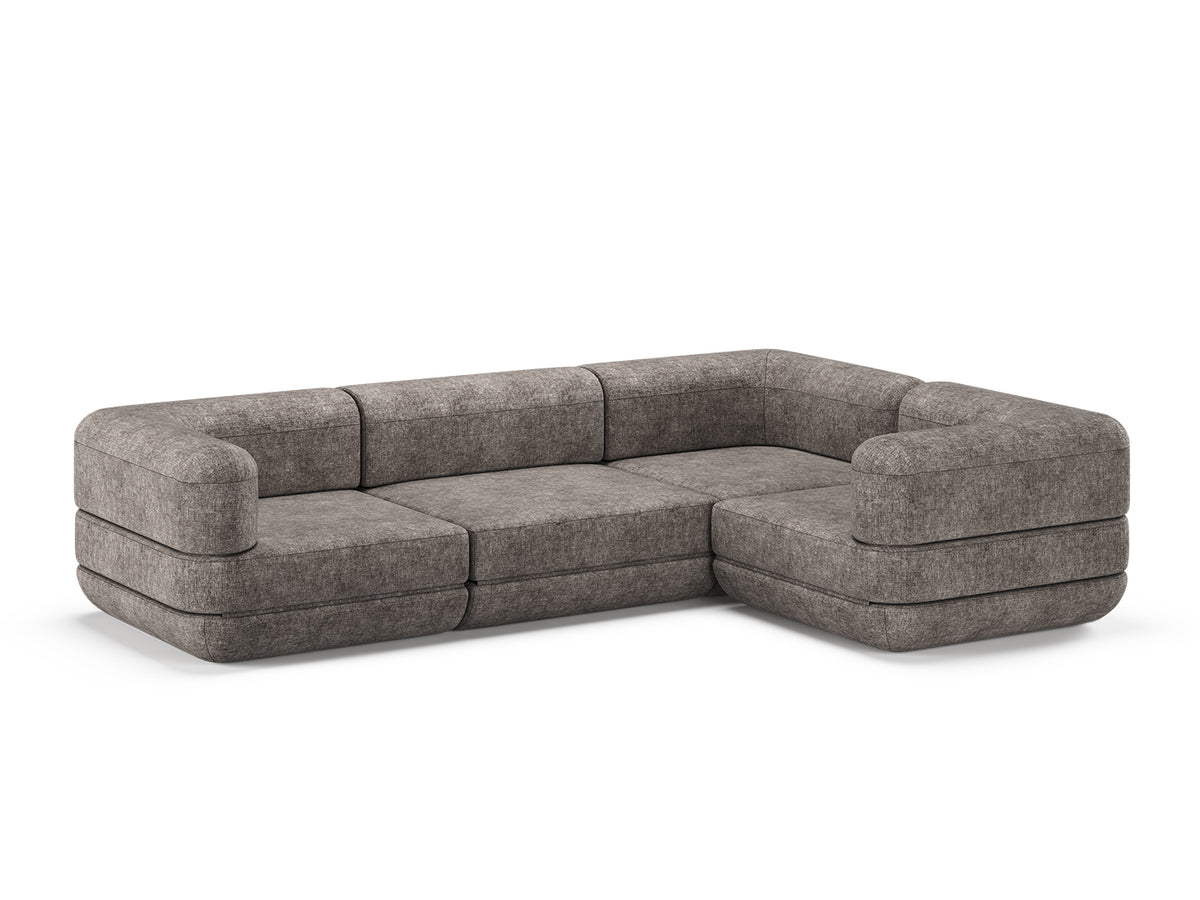 Mushroom Rezy Flow three-seater sofa bed sectional, left chaise configuration