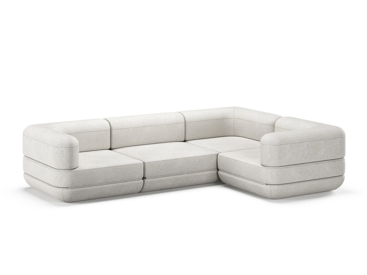 White Rezy Flow three-seater sofa bed sectional, left chaise configuration