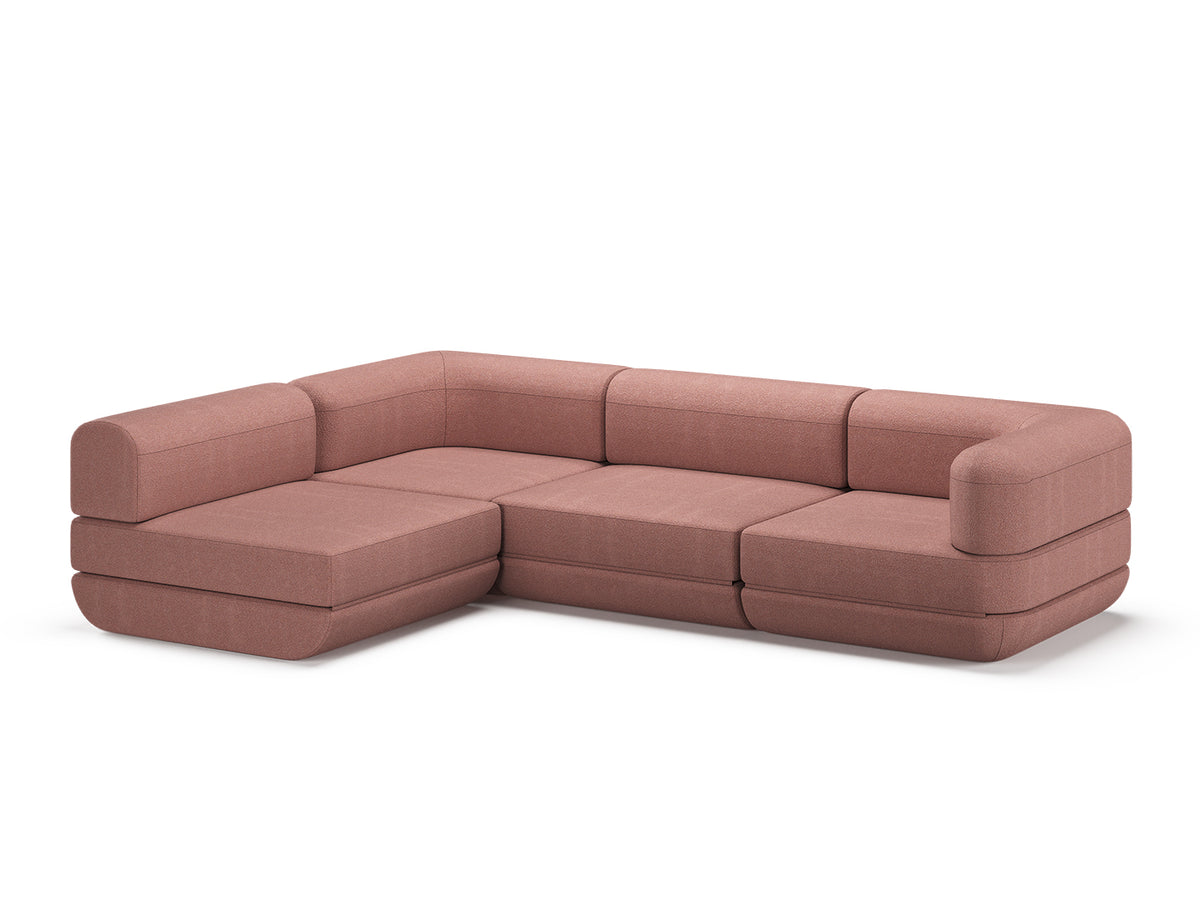 Coral Rezy Flow three-seater sofa bed sectional, left open chaise configuration