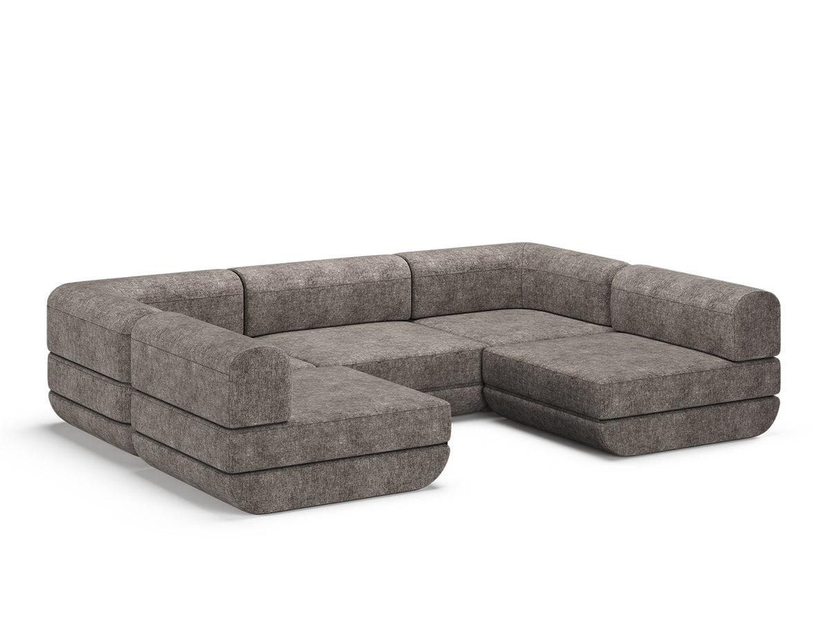 Mushroom Rezy Flow three-seater sofa bed sectional, u shape configuration