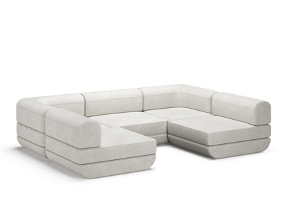 White Rezy Flow three-seater sofa bed sectional, u shape configuration
